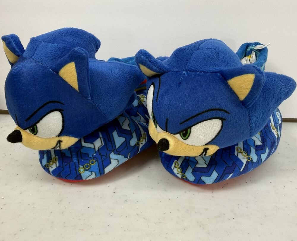 Sonic The Hedgehog SEGA Kids Plush Slippers Blue US Size 7/8 Non Slip